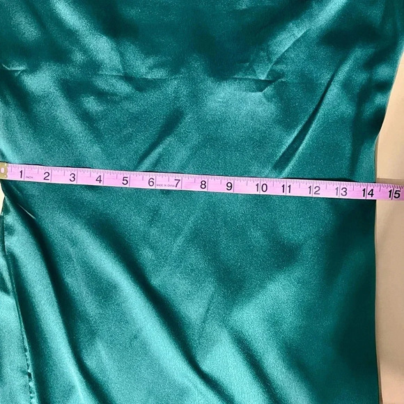 Emerald Green Strappy Satin Cowl Midi Dress size 4 adjustable straps slip dress - Picture 11 of 14